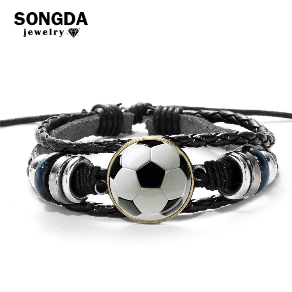 Sports Football Soccer Leather Bracelet