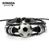 Sports Football Soccer Leather Bracelet