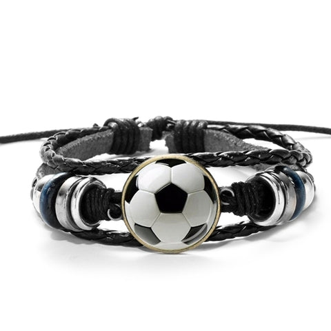 Sports Football Soccer Leather Bracelet