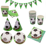 Soccer Football Kids Boy Birthday Party Decoration Cup Plate Napkin Banner Hat Straw Loot bag Tablecloth Party Supplies Set