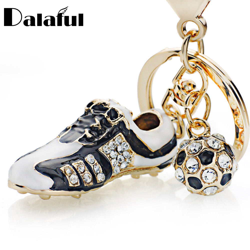 Crystal Football Soccer Shoes Rhinestone Keychains Gift For Her