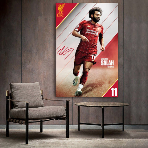 Black Wooden Framed Salah 19-20  Liverpool Canvas Art Poster and Wall Art Picture Print Modern Family bedroom Decor Posters