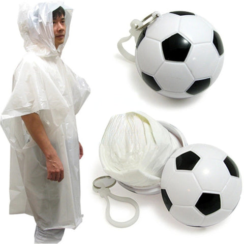 Football Mini Portable Disposable Outdoor Keyring Raincoat Waterproof Camping Hooded Rain Poncho Women Men