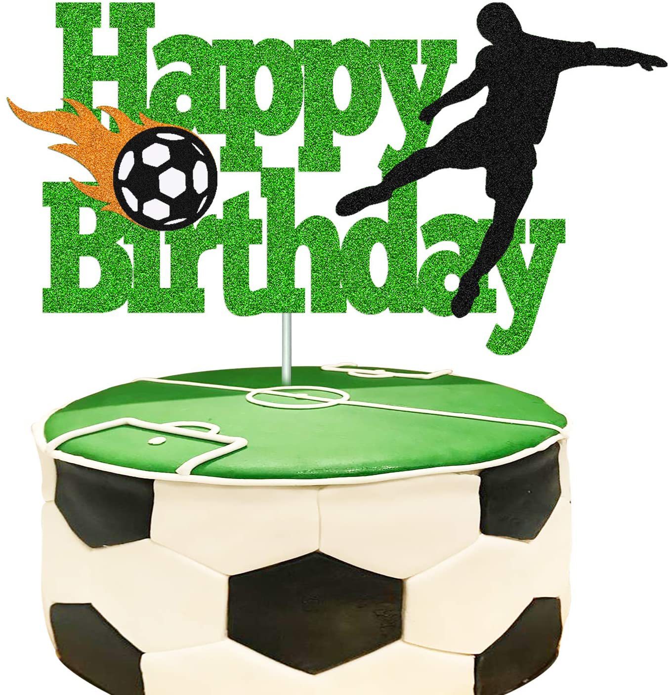 Football Cake Topper for Boy Girl Soccer Happy Birthday Decoration