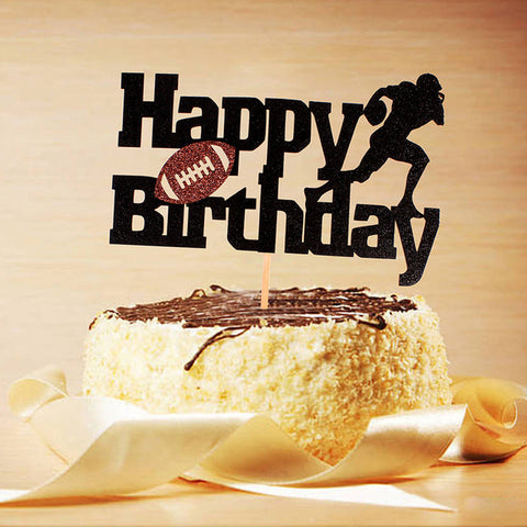 Football Cake Topper for Boy Girl Soccer Happy Birthday Decoration