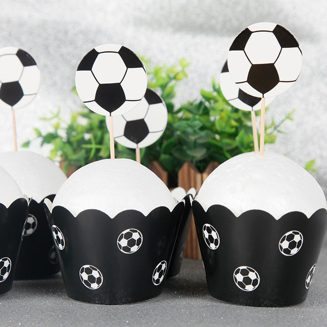 Football Soccer Cupcake Toppers Wrappers for Birthday Party Supplies