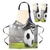 Soccer Court Balls Football Kitchen Bib Oven Mitts for Cooking Woman