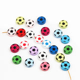 Cute Football Pattern 20Pcs Lead-Free Wood Beads For Jewelry Making Accessories Bracelets