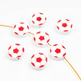 Cute Football Pattern 20Pcs Lead-Free Wood Beads For Jewelry Making Accessories Bracelets