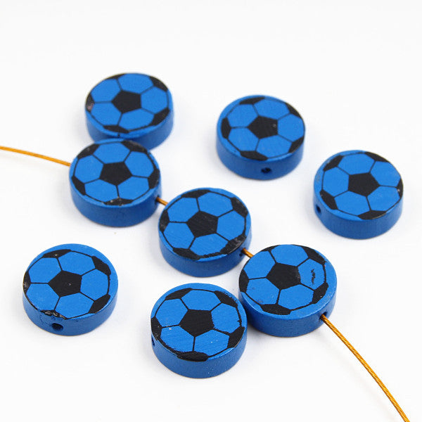 Cute Football Pattern 20Pcs Lead-Free Wood Beads For Jewelry Making Accessories Bracelets