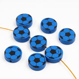 Cute Football Pattern 20Pcs Lead-Free Wood Beads For Jewelry Making Accessories Bracelets