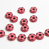 Cute Football Pattern 20Pcs Lead-Free Wood Beads For Jewelry Making Accessories Bracelets