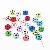 Cute Football Pattern 20Pcs Lead-Free Wood Beads For Jewelry Making Accessories Bracelets